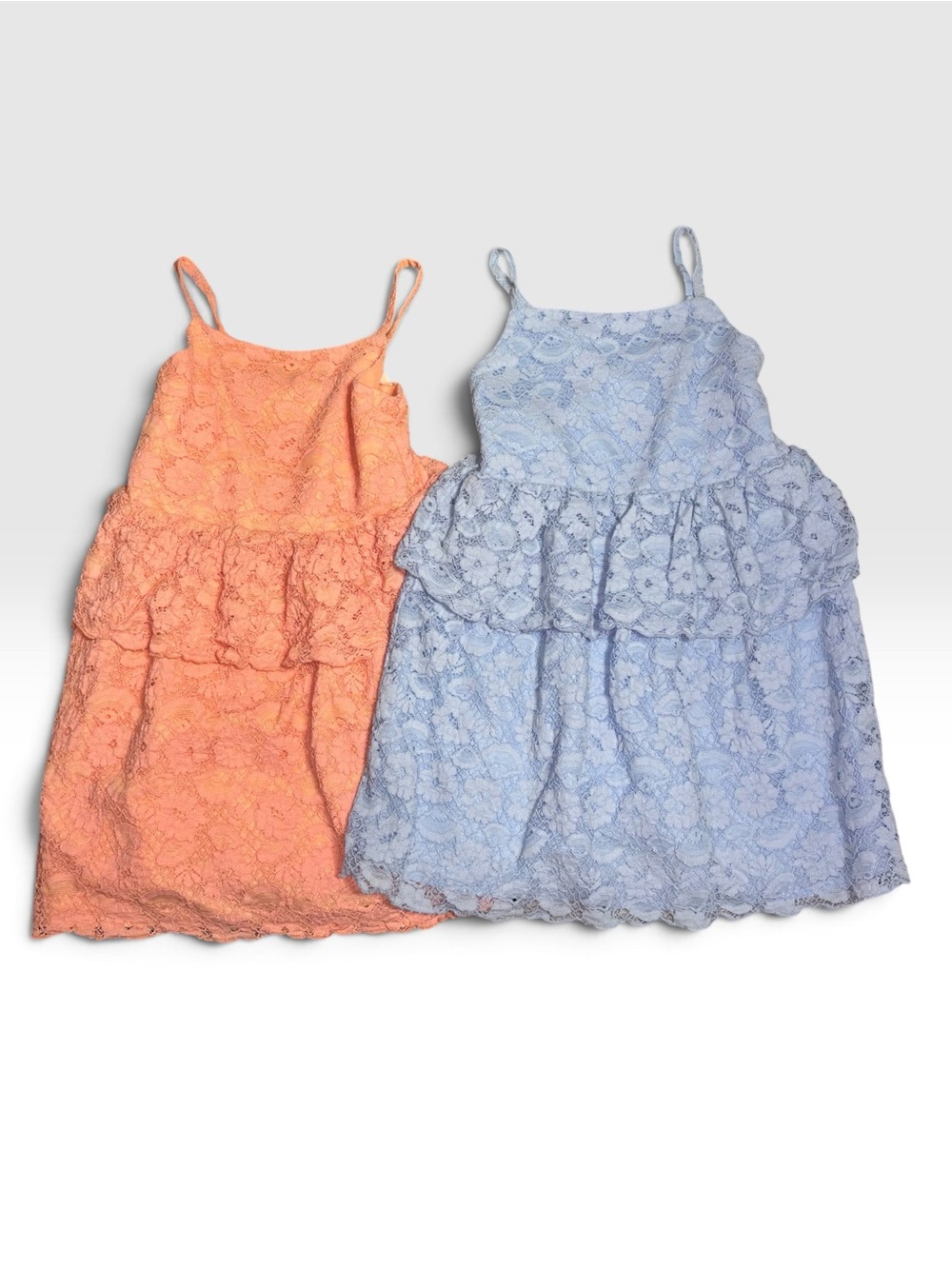 H&M Twin Set Bundle Lace Tiered Dresses Peach & Blue Size 5T
